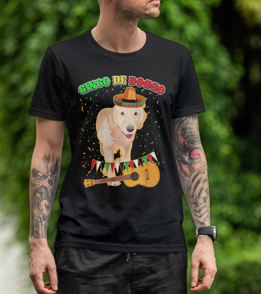 Cinco De Doggo Golden Retriever Sombrero Guitar Fiesta T-Shirt