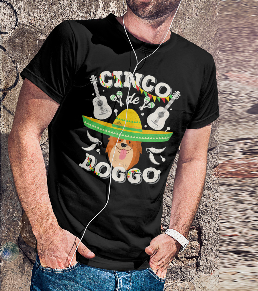 Cinco De Doggo Corgi Sombrero Guitars And Maracas T-Shirt