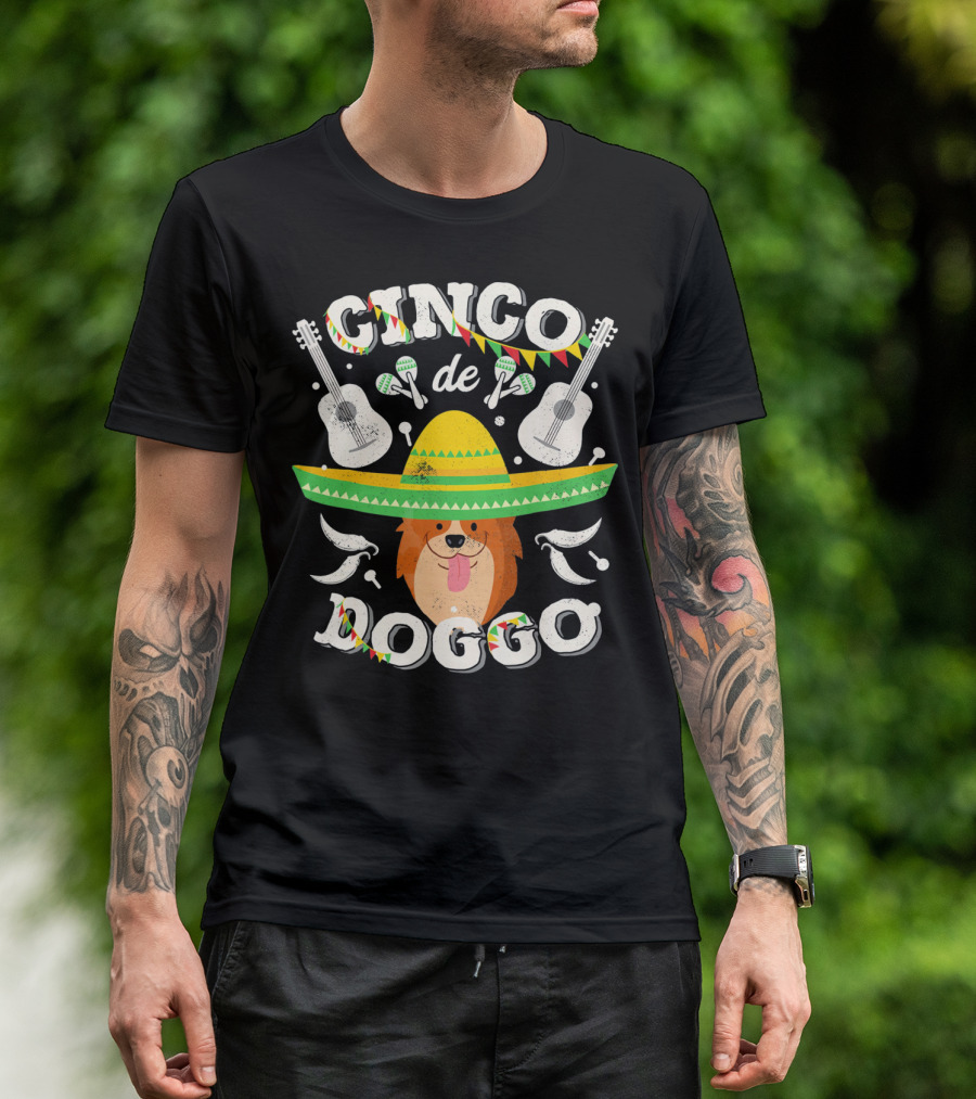 Cinco De Doggo Corgi Sombrero Guitars And Maracas T-Shirt