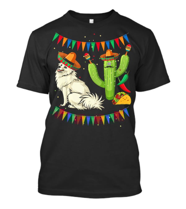 Sombrero American Eskimo Dog Mexico Cactus Fiesta Taco Peppers T-Shirt