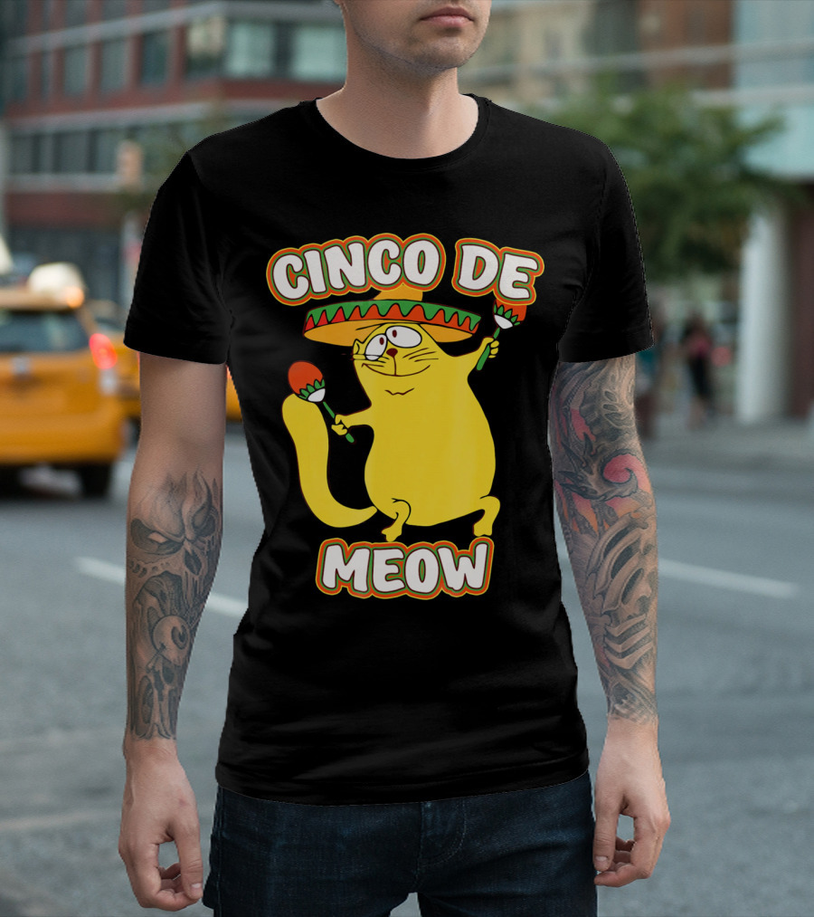 Cinco De Meow Funny Cat Lover Sombrero Party T-Shirt
