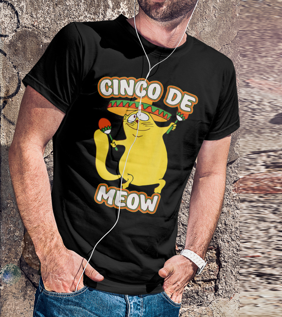 Cinco De Meow Funny Cat Lover Sombrero Party T-Shirt