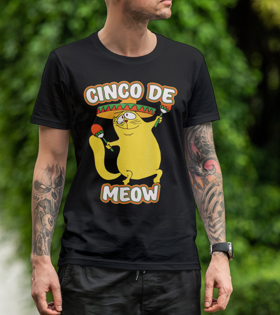 Cinco De Meow Funny Cat Lover Sombrero Party T-Shirt