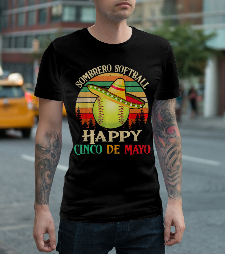 Sombrero Softball Happy Cinco De Mayo T-Shirt