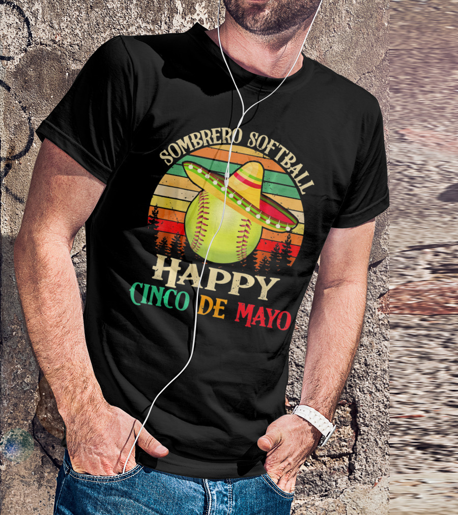 Sombrero Softball Happy Cinco De Mayo T-Shirt