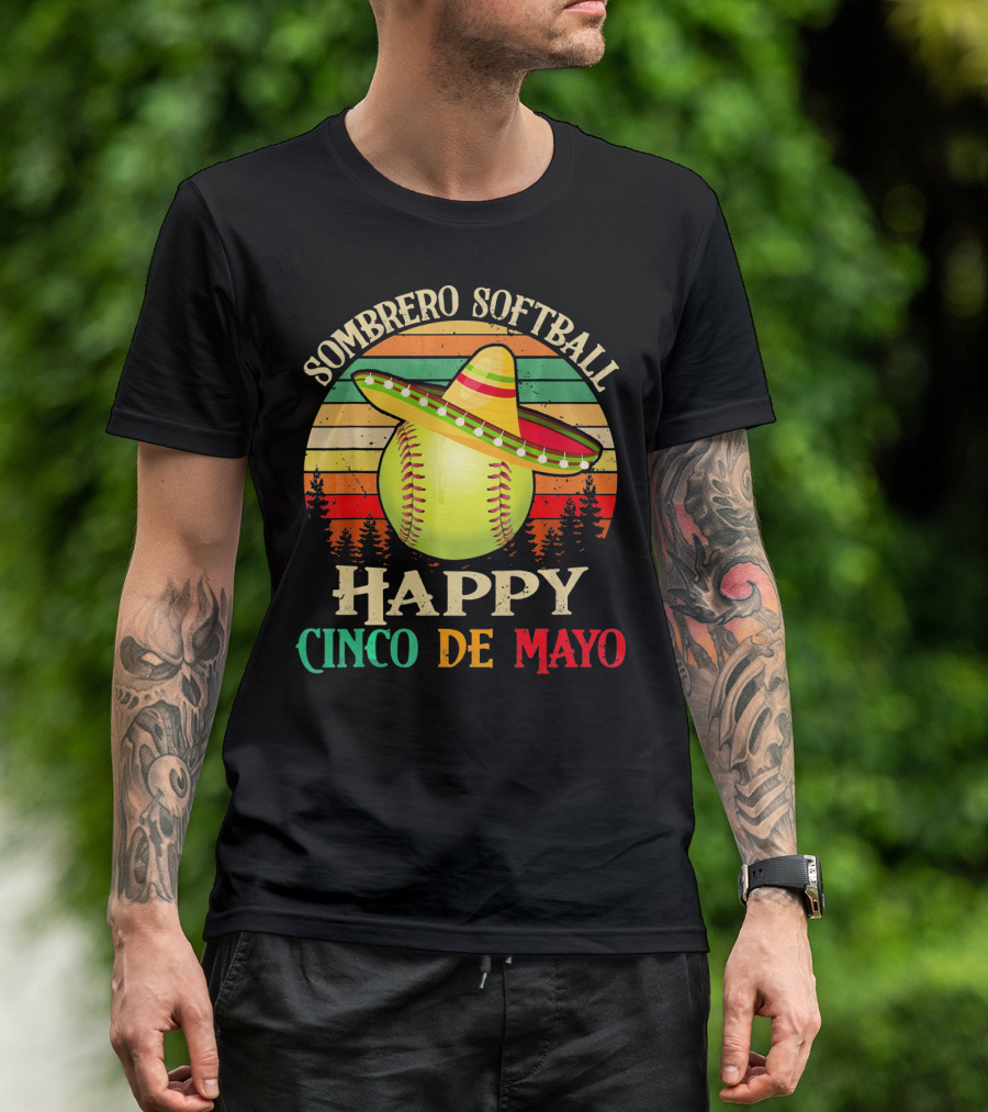 Sombrero Softball Happy Cinco De Mayo T-Shirt