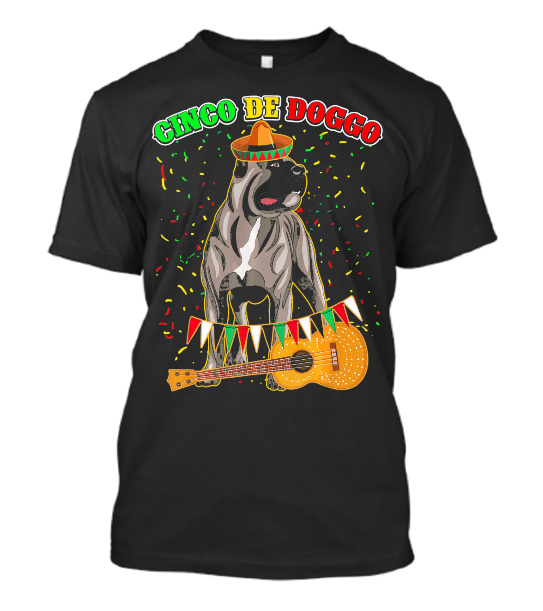 Cinco De Mayo Doggo Cane Corso Sombrero Guitar Festival T-Shirt