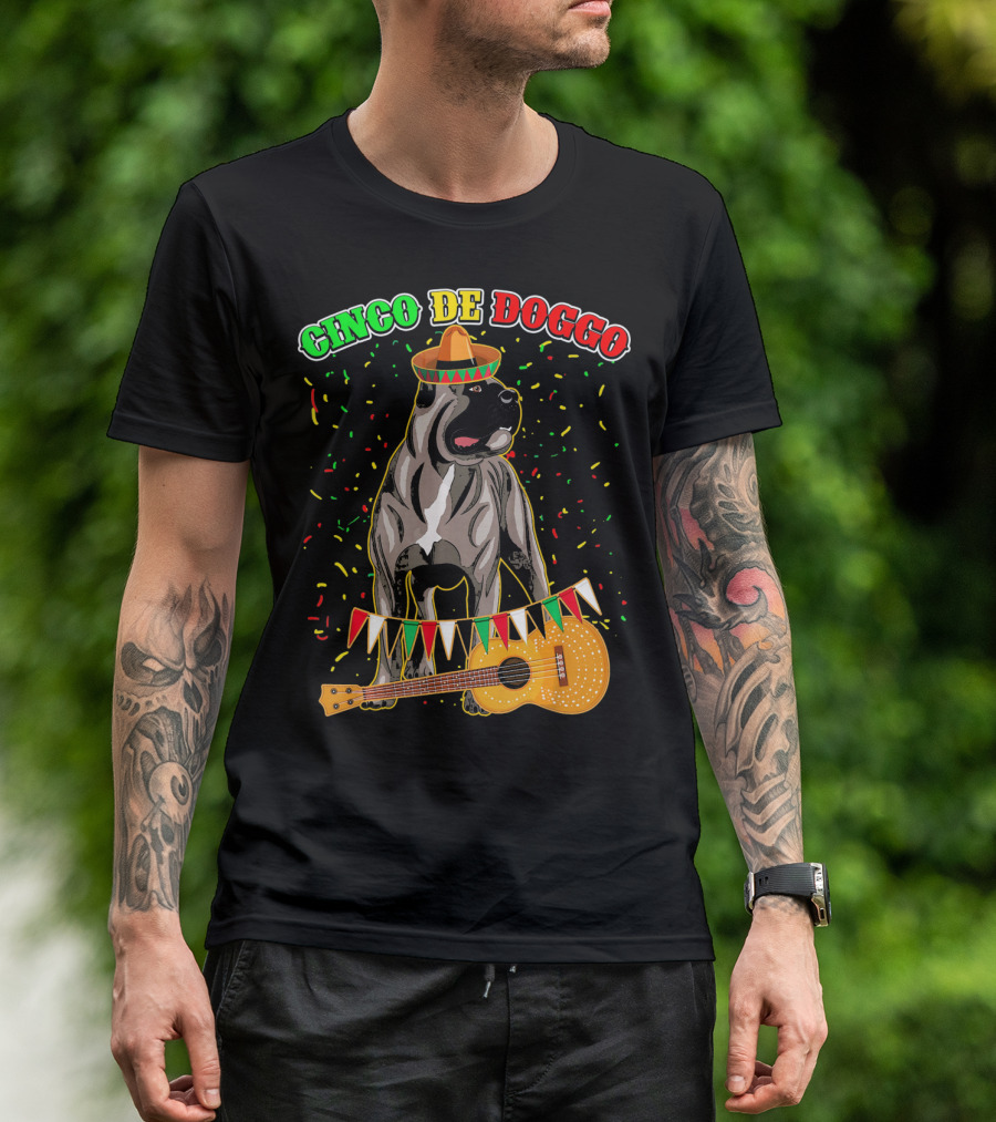 Cinco De Mayo Doggo Cane Corso Sombrero Guitar Festival T-Shirt