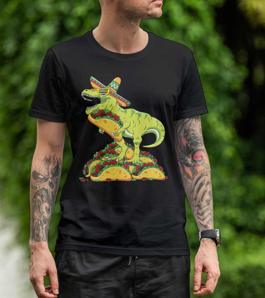 T Rex Sombrero Sunglasses Taco Cinco De Mayo Kids Boy T-Shirt