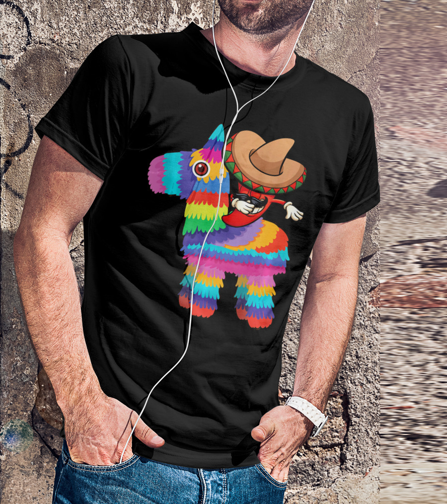 Dabbing Chili Pepper Piñata Cinco Sombrero Fun T-Shirt
