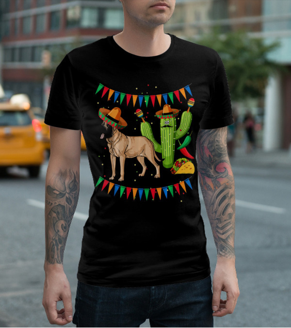 Sombrero Mastiff Dog Cactus Mexico Cinco De Mayo T-Shirt
