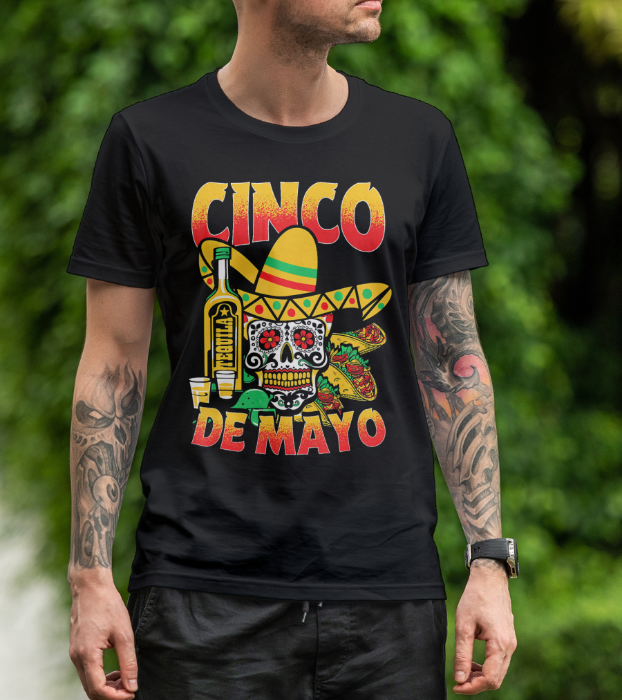Cinco De Mayo Fiesta Tequila Sombrero Skull Tacos Party Fun T-Shirt