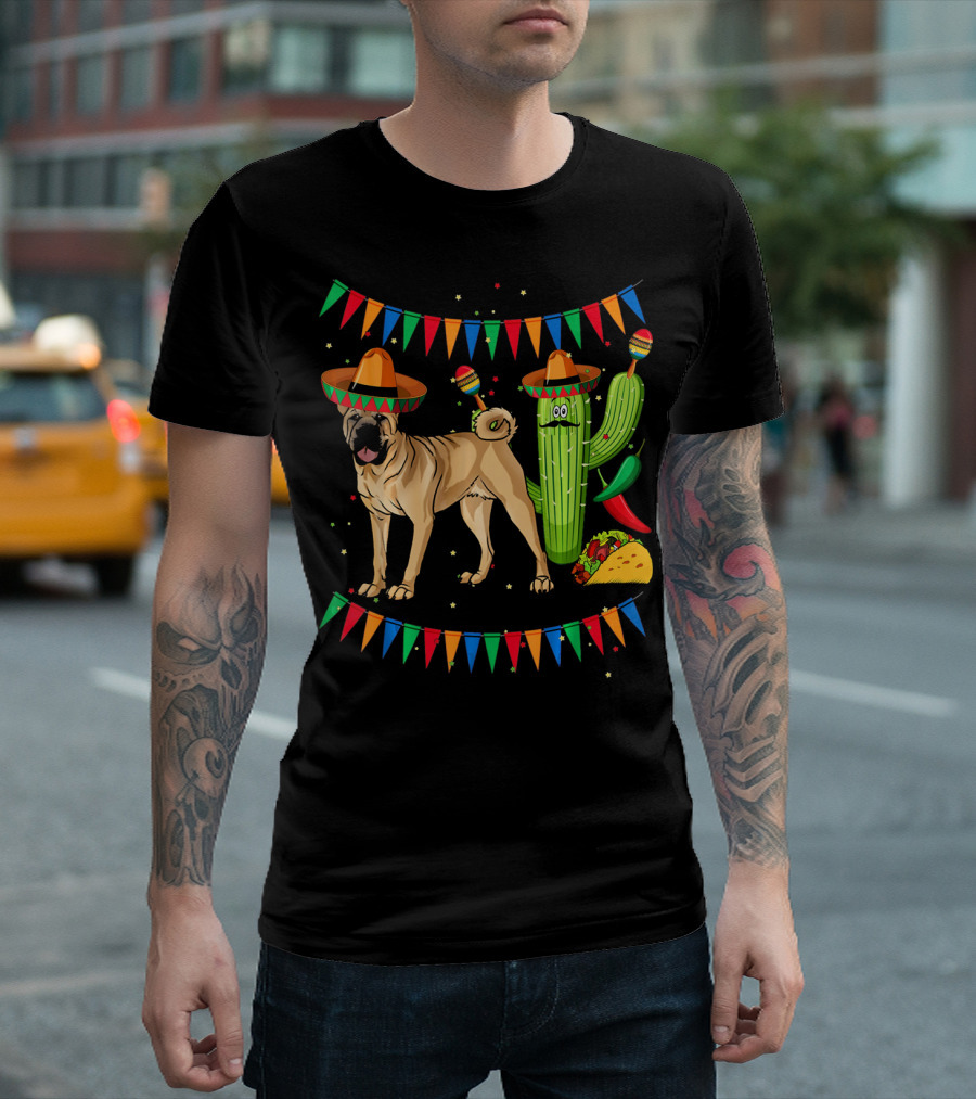 Sombrero Chinese Shar Pei Dog Mexico Cactus Fiesta Taco T-Shirt