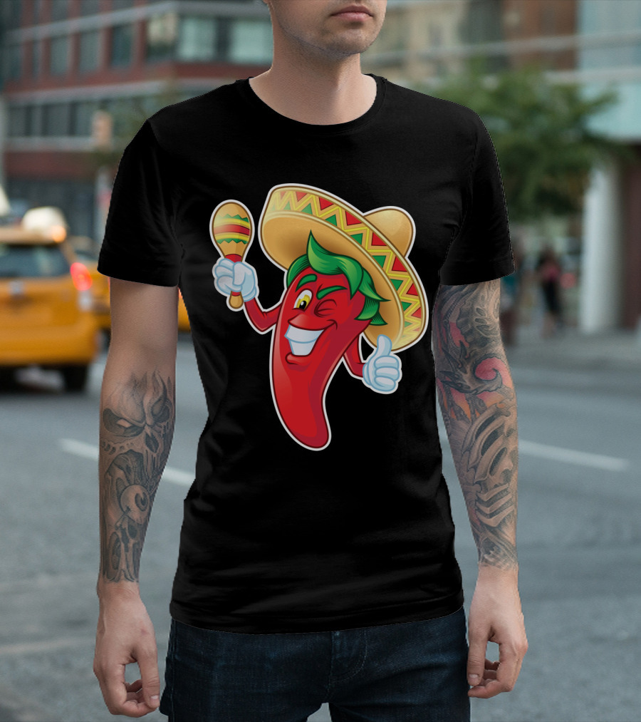 Funny Jalapeno Sombrero Maracas Cinco de Mayo T-Shirt