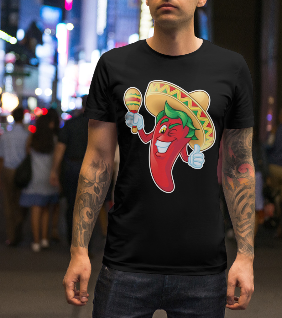 Funny Jalapeno Sombrero Maracas Cinco De Mayo T-Shirt