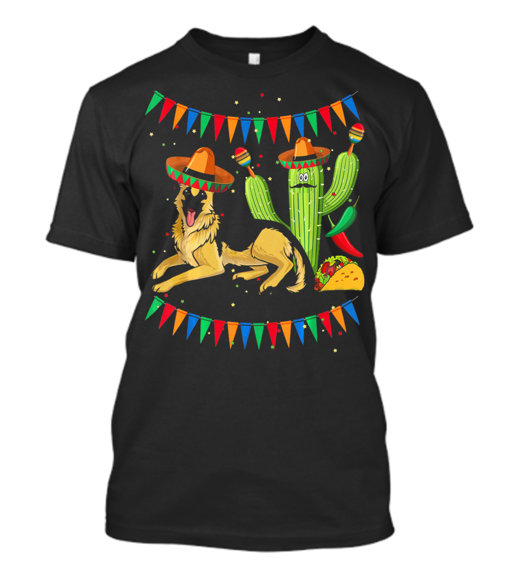 Sombrero German Shepherd Dog Mexico Cactus Sombreros Taco Fiesta Banners T-Shirt