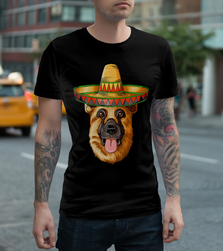 German Shepherd Sombrero Cinco De Mayo Mexican T-Shirt