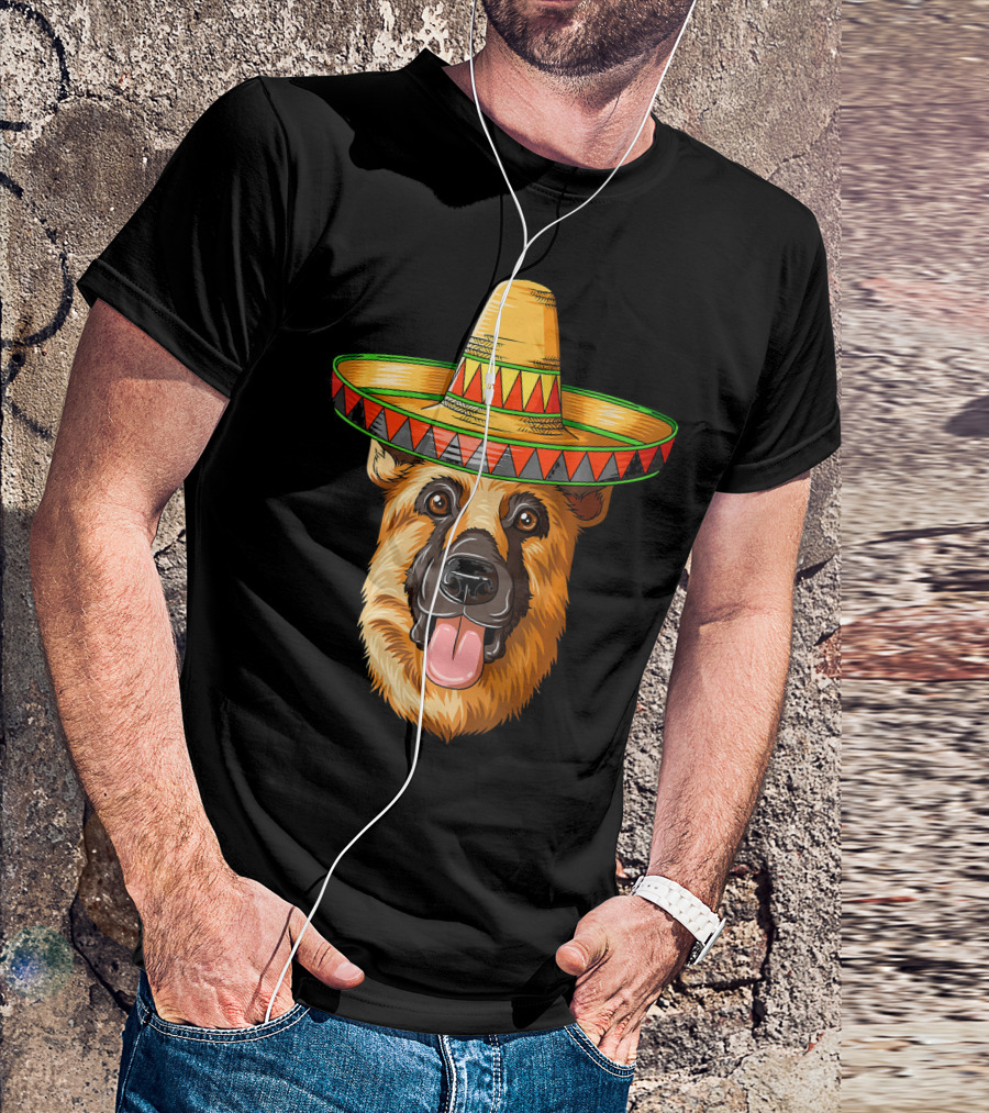 German Shepherd Sombrero Cinco De Mayo Mexican T-Shirt