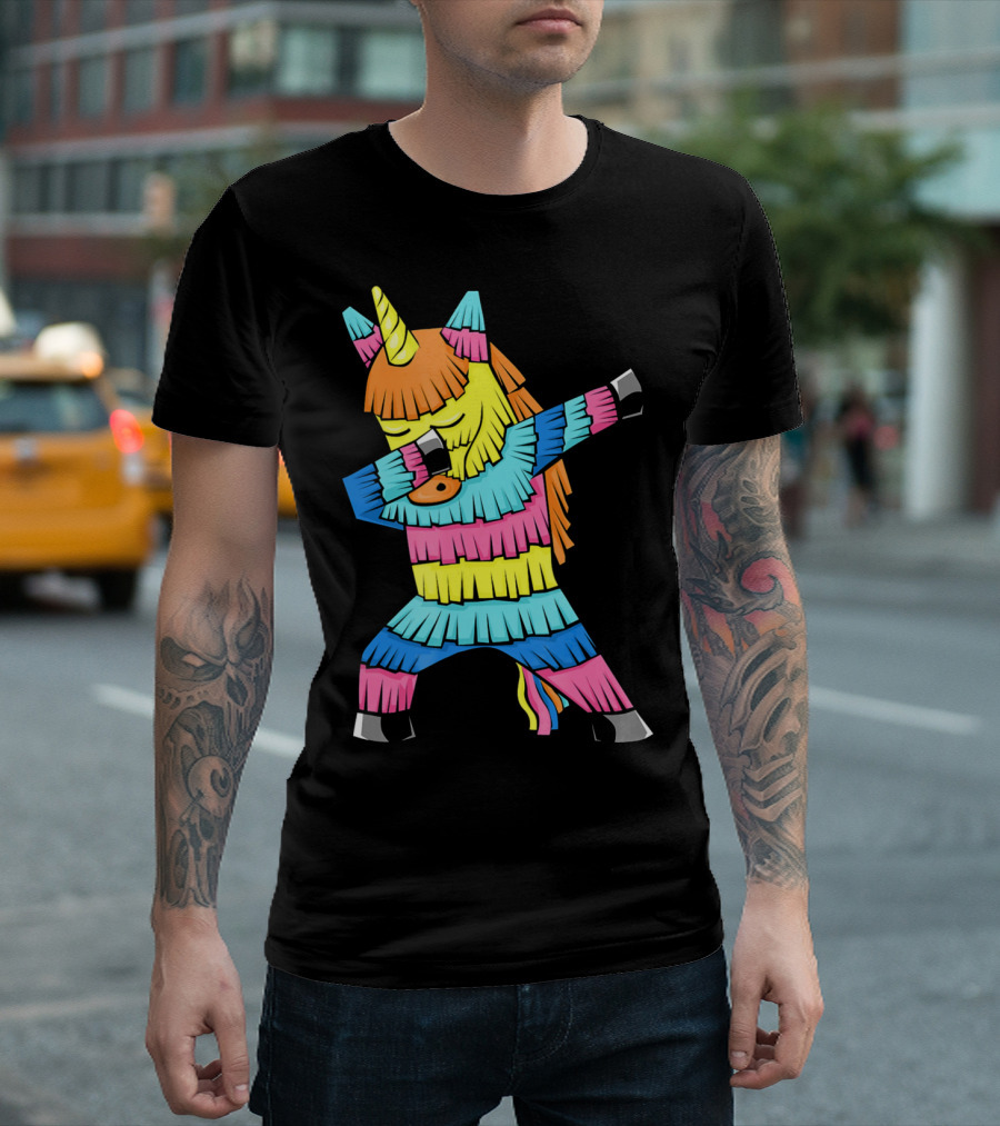 Cinco De Mayo Unicorn Dabbing Colorful Pinata Fun T-Shirt