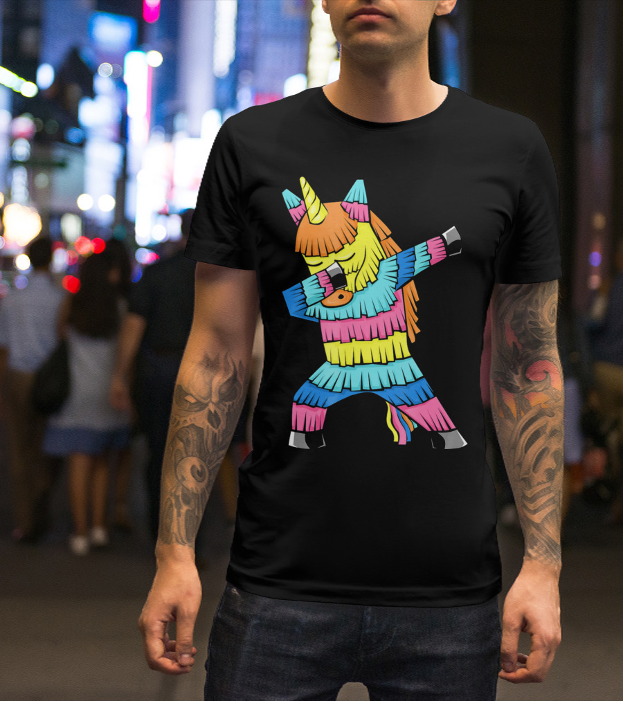 Cinco De Mayo Unicorn Dabbing Colorful Pinata Fun T-Shirt