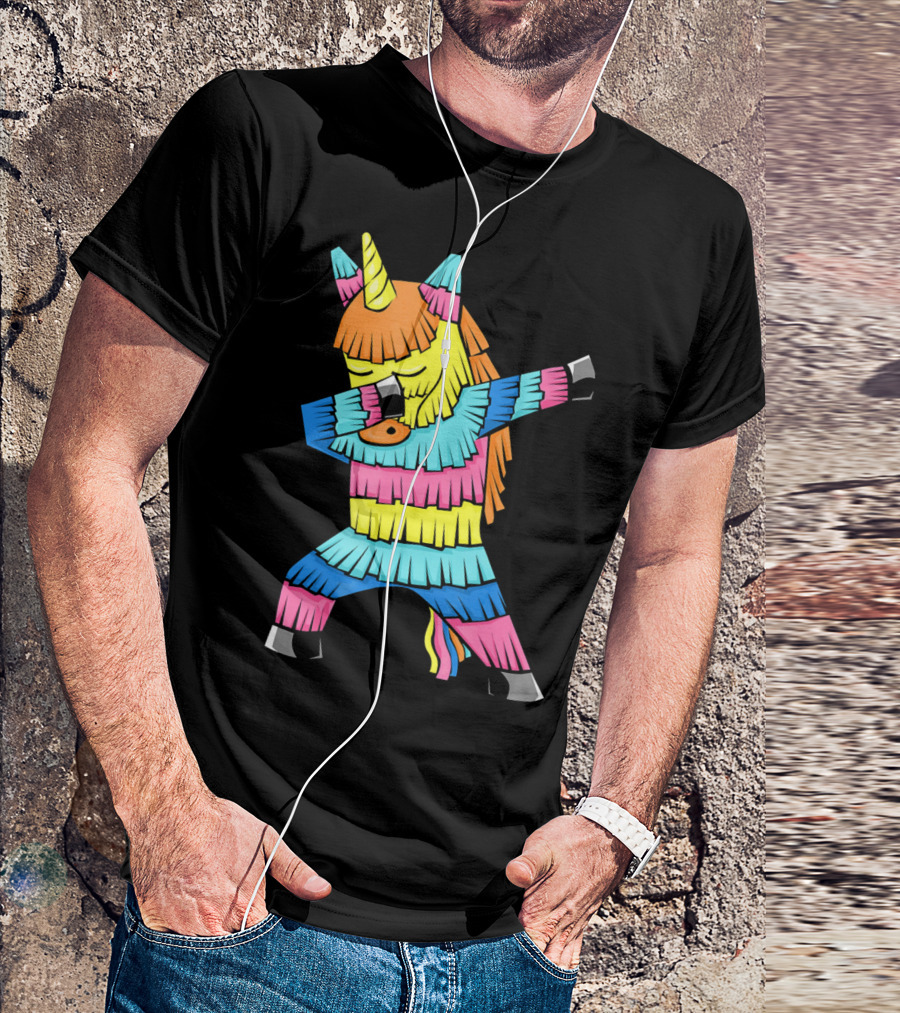 Cinco De Mayo Unicorn Dabbing Colorful Pinata Fun T-Shirt