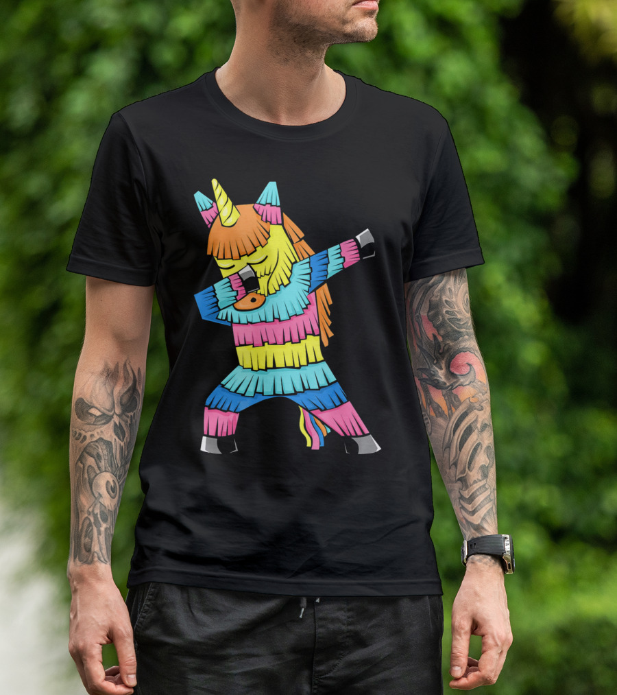 Cinco De Mayo Unicorn Dabbing Colorful Pinata Fun T-Shirt
