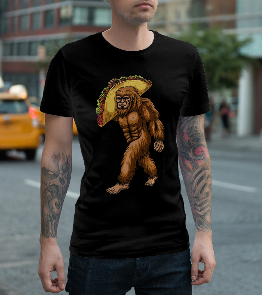 Bigfoot Sasquatch Holding Giant Taco T-Shirt