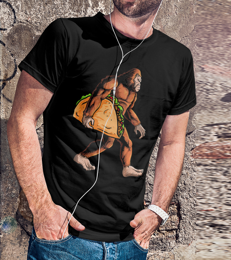 Bigfoot Carrying Giant Taco For Cinco De Mayo T-Shirt