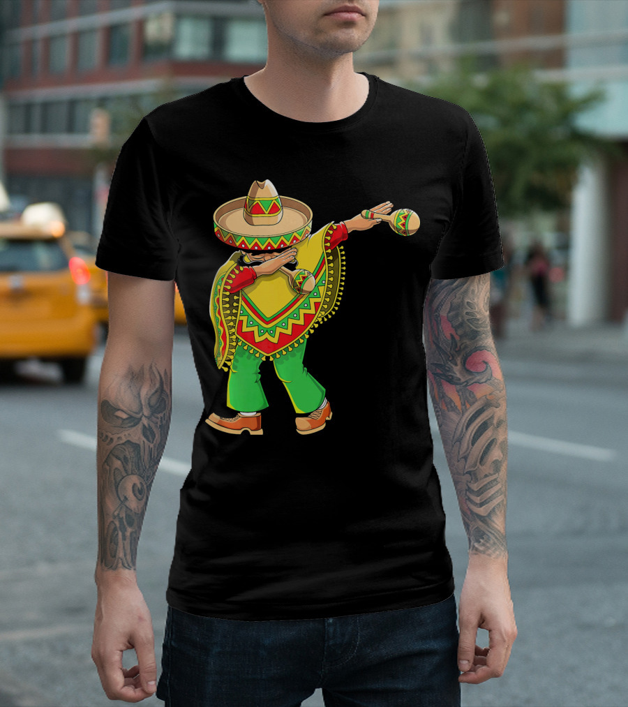 Dabbing Sombrero and Poncho with Maracas Fun T-Shirt