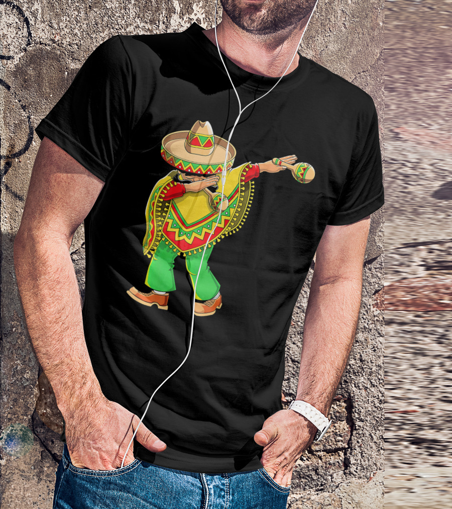 Dabbing Sombrero And Poncho With Maracas Fun T-Shirt