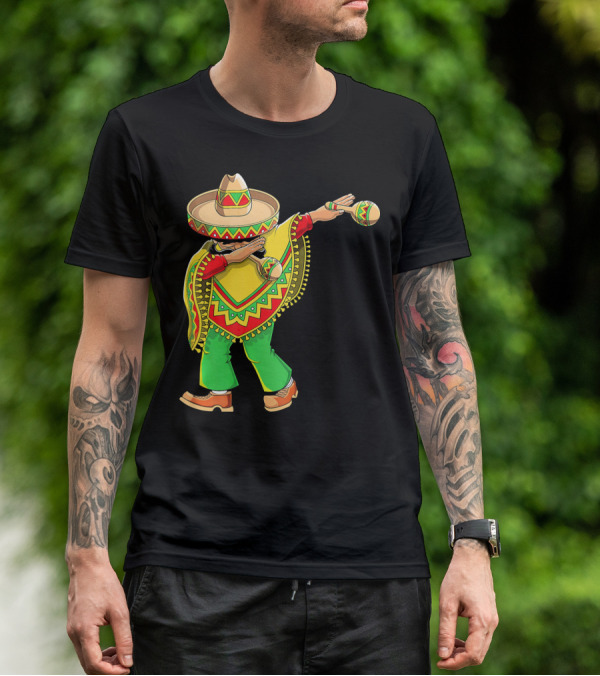 Dabbing Sombrero And Poncho With Maracas Fun T-Shirt