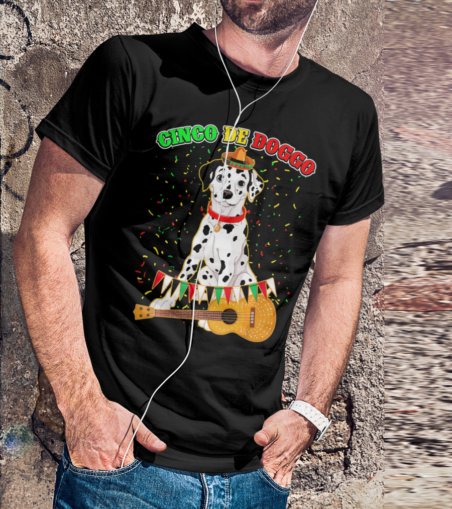 Cinco De Doggo Dalmatian Sombrero Guitar Confetti T-Shirt