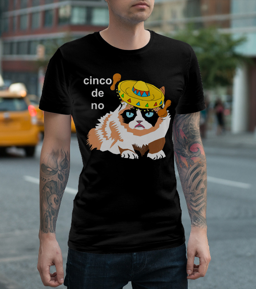 Cinco De No Angry Cat Sombrero Humor T-Shirt