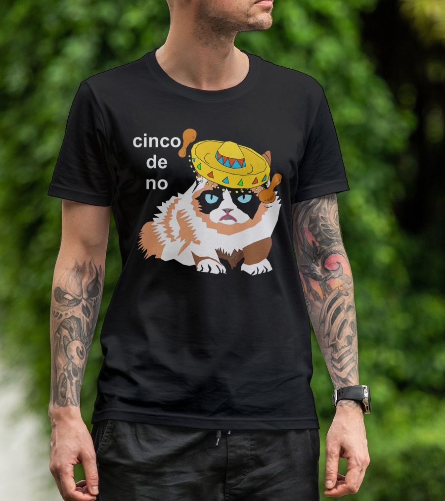 Cinco De No Angry Cat Sombrero Humor T-Shirt