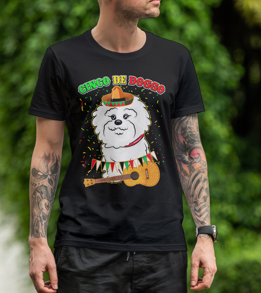 Cinco De Doggo Bichon Frise With Sombrero And Guitar T-Shirt
