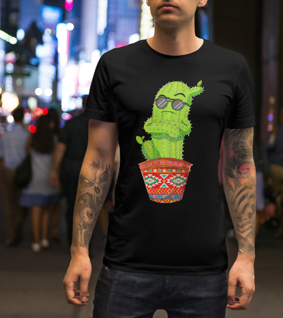 Cinco De Mayo Cool Cactus With Sunglasses In Mexican Pot T-Shirt