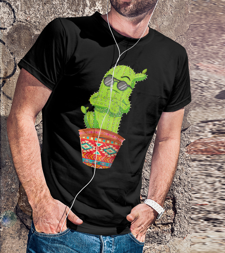 Cinco De Mayo Cool Cactus With Sunglasses In Mexican Pot T-Shirt