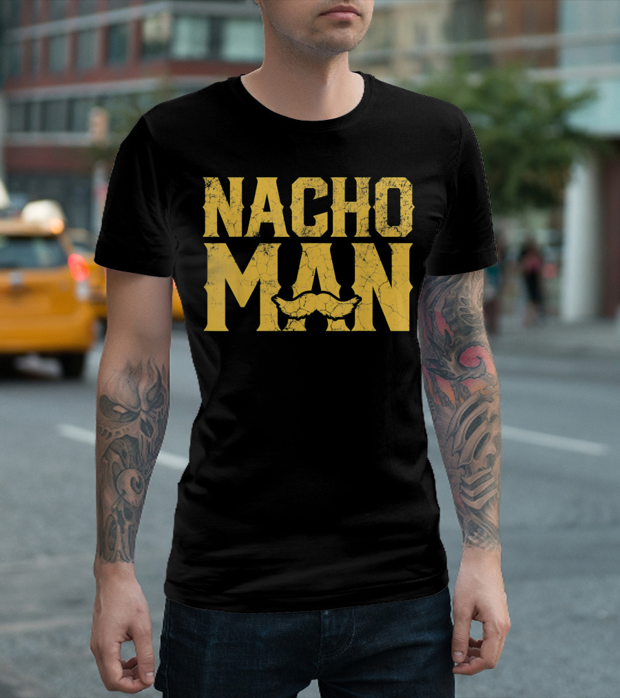 NACHO MAN Funny Cinco De Mayo Comic Style Mustache T-Shirt