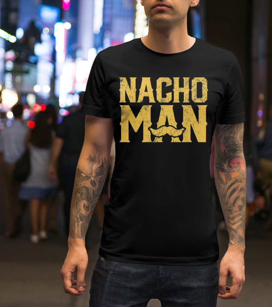 NACHO MAN Funny Cinco De Mayo Comic Style Mustache T-Shirt