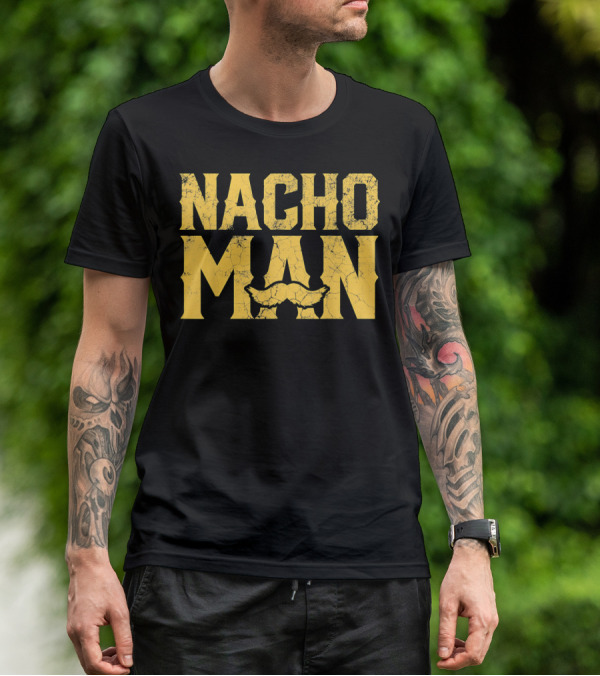 NACHO MAN Funny Cinco De Mayo Comic Style Mustache T-Shirt