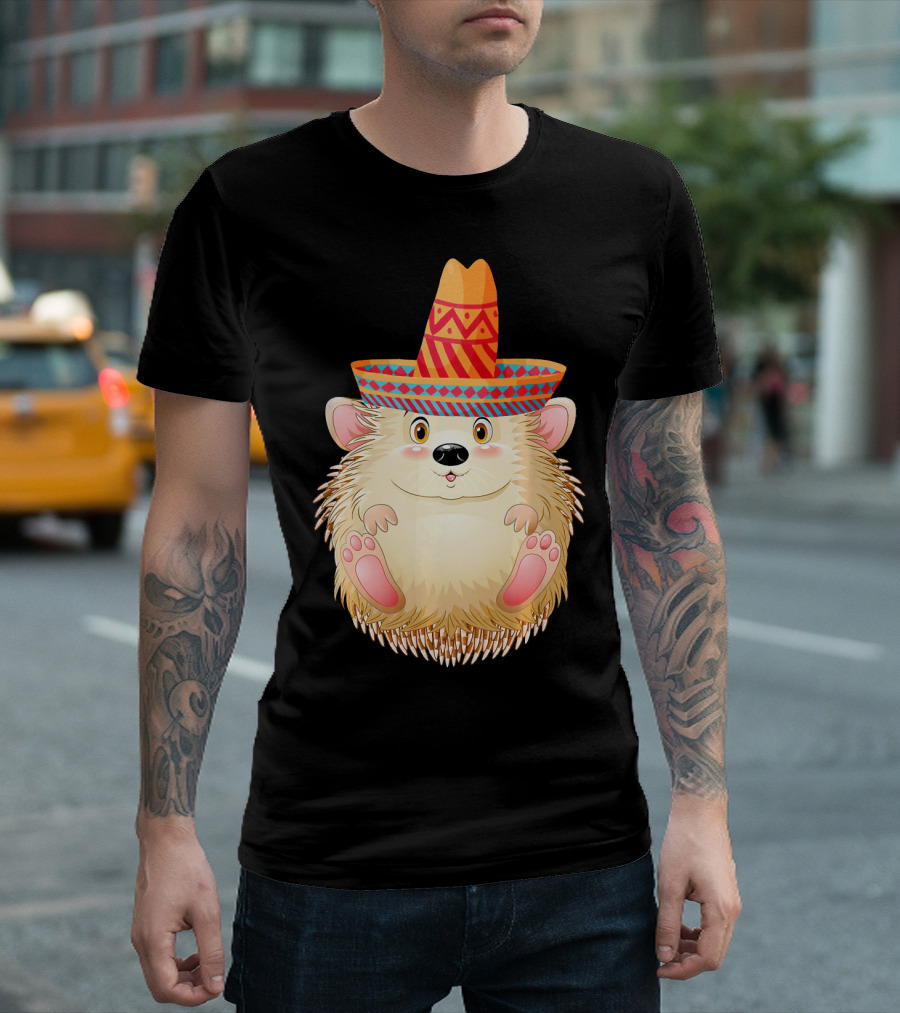 Sombrero Porcupine Mexican Fiesta Vibes T-Shirt