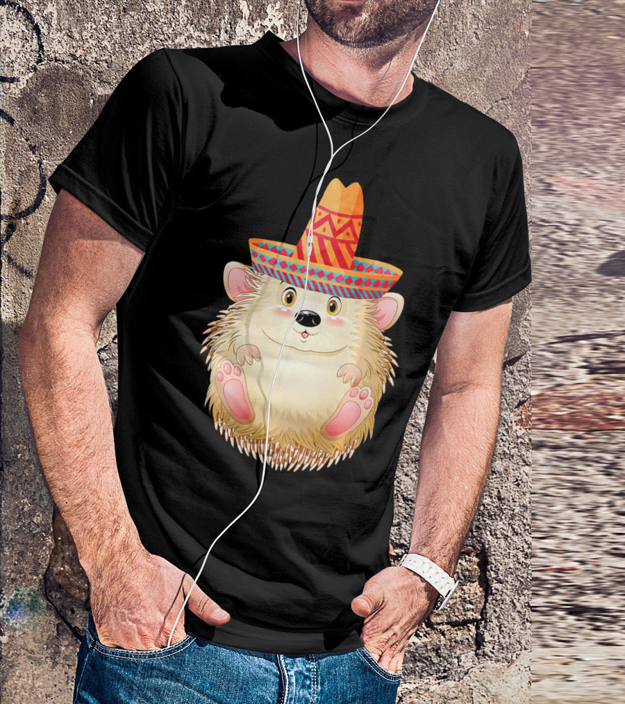 Sombrero Porcupine Mexican Fiesta Vibes T-Shirt
