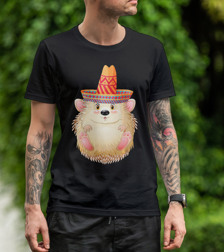 Sombrero Porcupine Mexican Fiesta Vibes T-Shirt