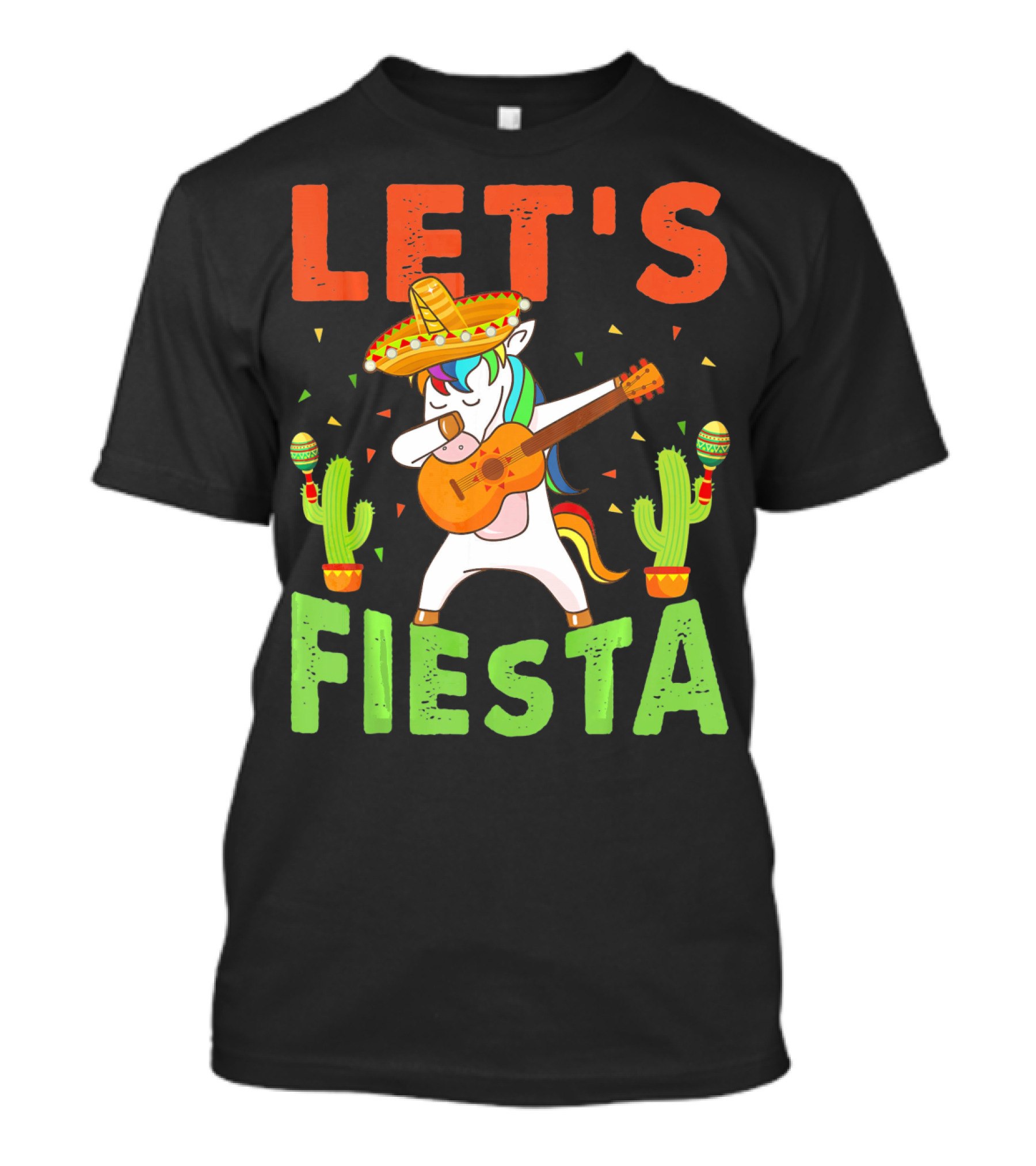 Let's Fiesta Unicorn Guitar Sombrero Cactus Cinco DE Mayo T-Shirt