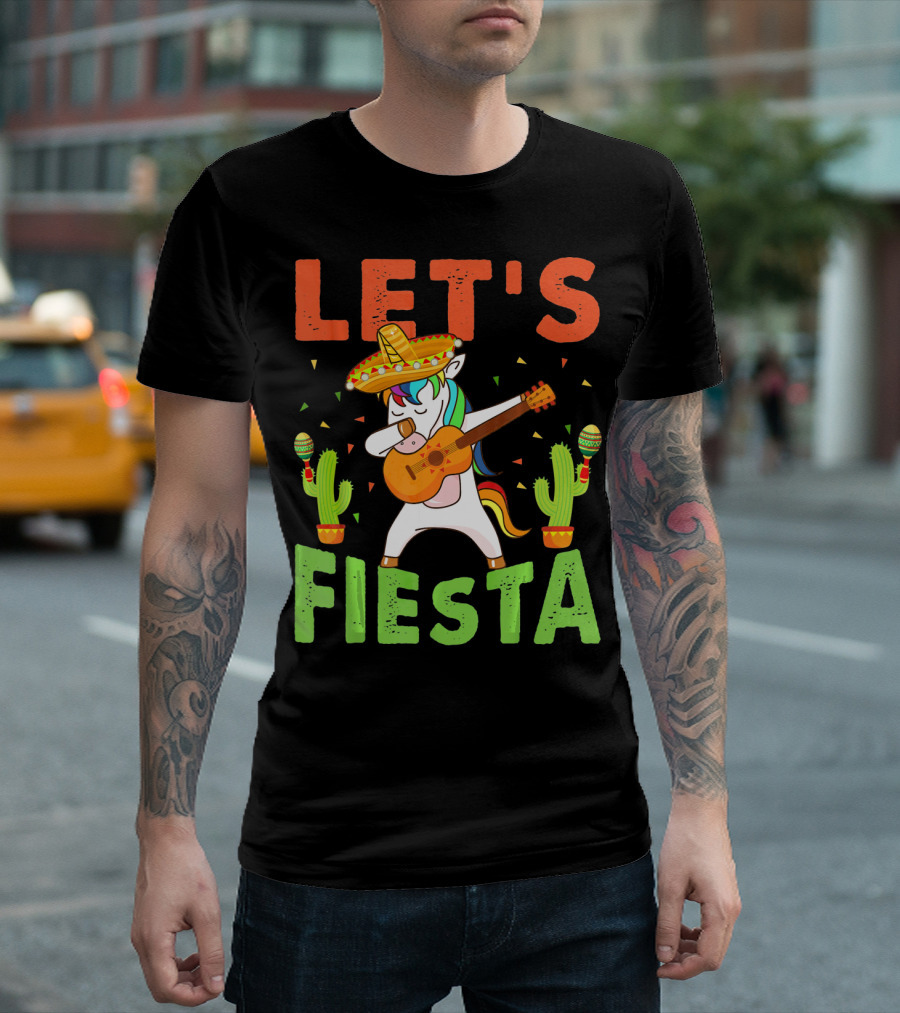 LET'S FIESTA UNICORN GUITAR SOMBRERO CACTUS CINCO DE MAYO T-Shirt