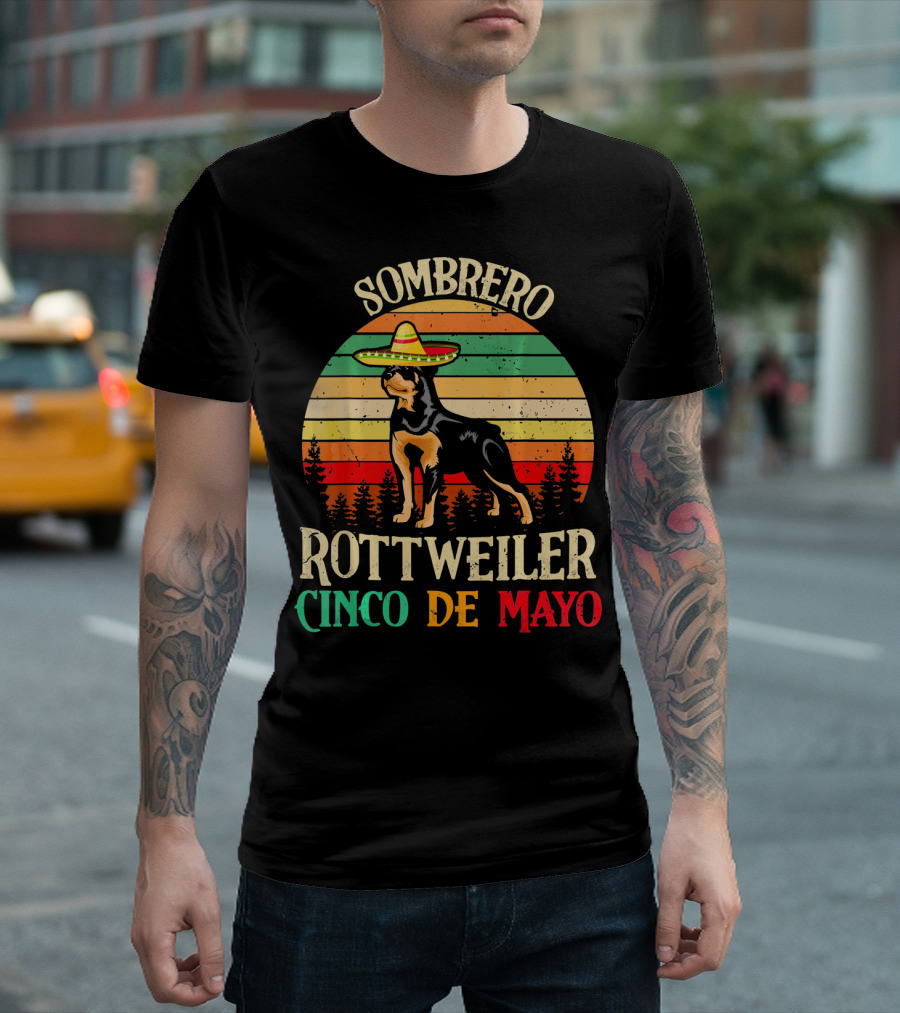 Sombrero Rottweiler Cinco de Mayo Vintage T-Shirt