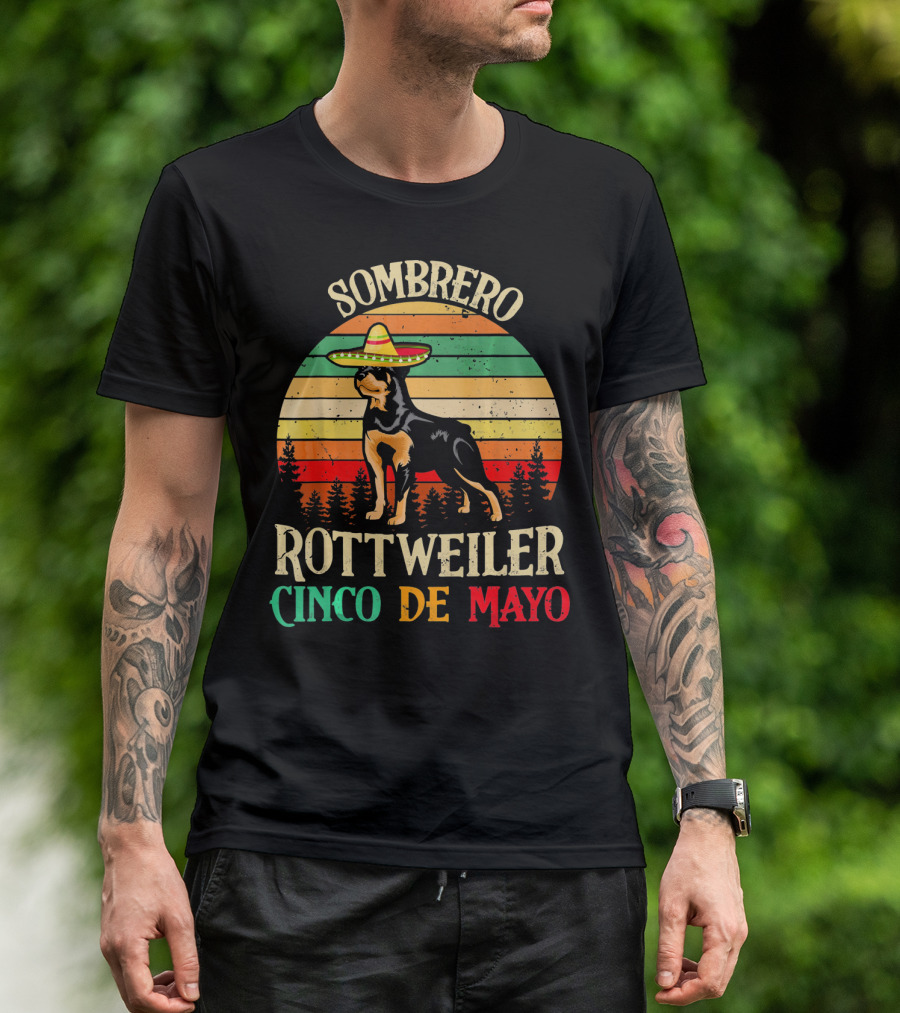 Sombrero Rottweiler Cinco De Mayo Vintage T-Shirt