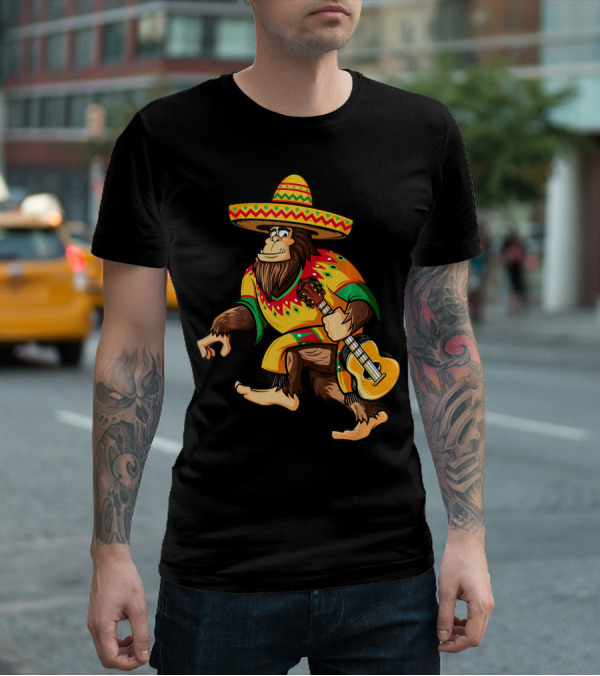 Funny Bigfoot El Squatcho Cinco De Mayo Sombrero Guitar T-Shirt