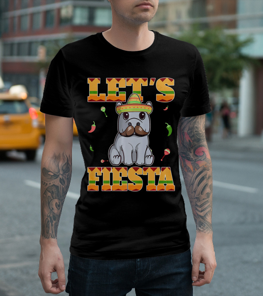 Let's Fiesta Hippopotamus Sombrero Peppers Maracas Cinco De Mayo T-Shirt