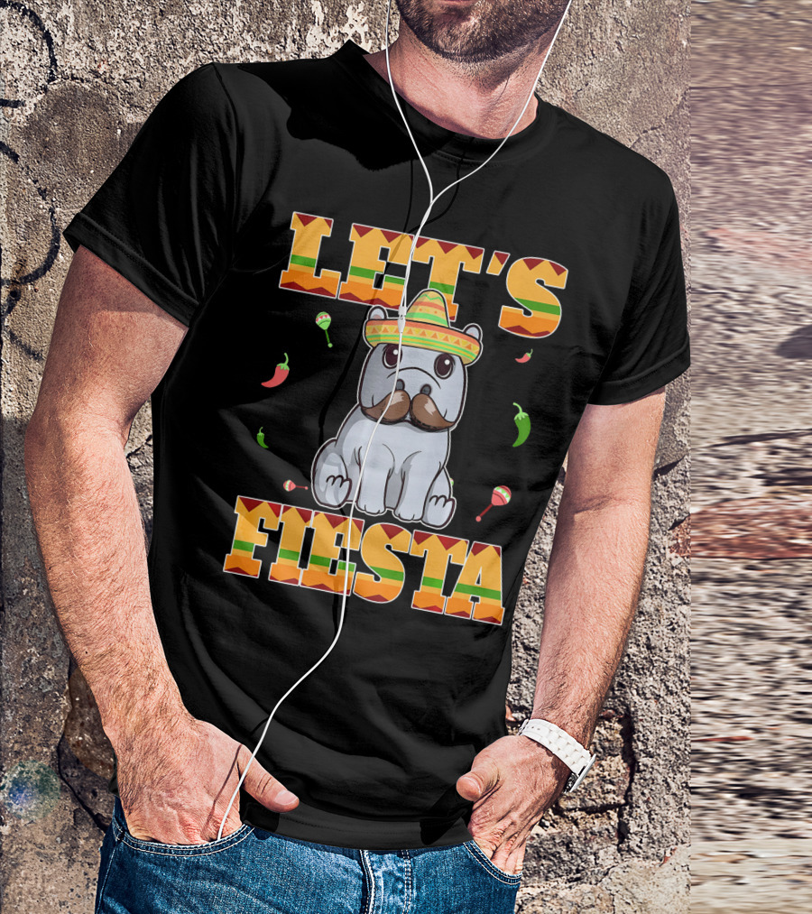 Let's Fiesta Hippopotamus Sombrero Peppers Maracas Cinco De Mayo T-Shirt